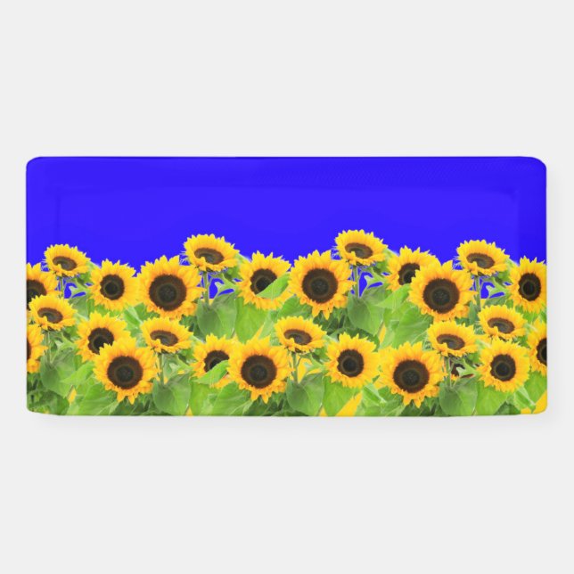Sunflowers Ukrainian Flag Colours Banner Support (Horizontal)