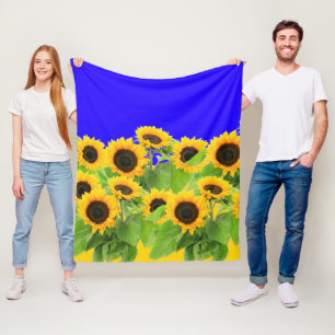 Sunflowers - Ukrainian Flag Peace Freedom Ukraine  Fleece Blanket