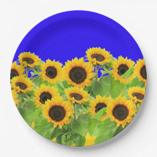 Sunflowers - Ukrainian Flag Peace Freedom Ukraine Paper Plate