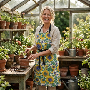 Sunflowers Ukrainian folk art motifs Apron