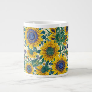 Sunflowers Ukrainian Petrikivka folk art Large Coffee Mug