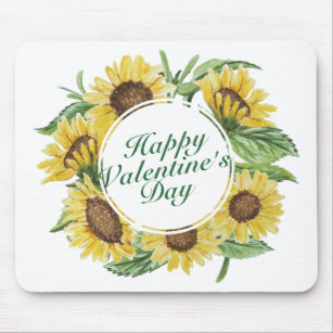 Sunflowers Valentine's Day Floral Frame Mousepad