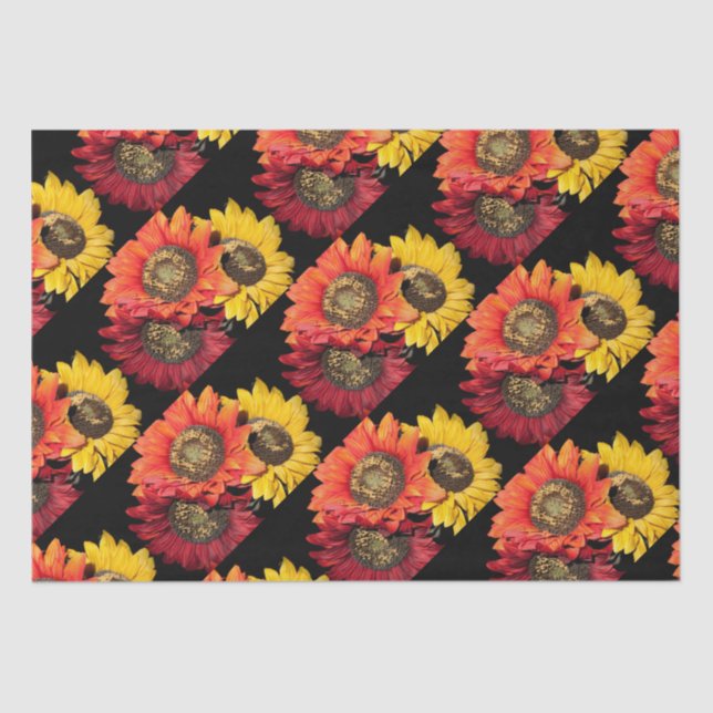  Sunflowers Vibrant Colours, Red, Orange & Yellow Tissue Paper (Front)
