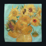 Sunflowers Vincent van Gogh     Bandana<br><div class="desc">Sunflowers (1889)  Vincent van Gogh. Still life on a blue background. A bright bouquet of sunflower flowers stand in a vase. Reproduction of famous works of art  images in the public domain.</div>