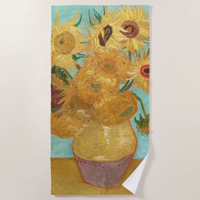 Sunflowers Vincent van Gogh      Beach Towel (Front)