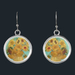 Sunflowers Vincent van Gogh  Earrings<br><div class="desc">Sunflowers (1889)  Vincent van Gogh. Still life on a blue background. A bright bouquet of sunflower flowers stand in a vase. Reproduction of famous works of art  images in the public domain.</div>