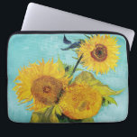 Sunflowers Vincent van Gogh  Laptop Sleeve<br><div class="desc">Sunflowers (1888)  Vincent van Gogh. Still life on a blue background. A bright bouquet of sunflower flowers stand in a vase. Reproduction of famous works of art  images in the public domain.</div>