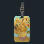 Sunflowers Vincent van Gogh    Luggage Tag<br><div class="desc">Sunflowers (1889)  Vincent van Gogh. Still life on a blue background. A bright bouquet of sunflower flowers stand in a vase. Reproduction of famous works of art  images in the public domain.</div>