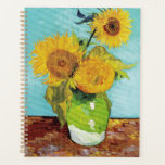 Sunflowers Vincent van Gogh   Planner<br><div class="desc">Sunflowers (1888)  Vincent van Gogh. Still life on a blue background. A bright bouquet of sunflower flowers stand in a vase. Reproduction of famous works of art  images in the public domain.</div>