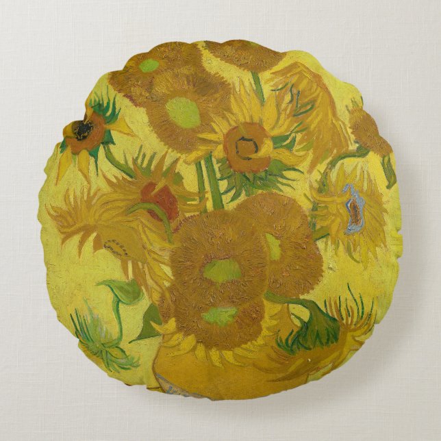 Sunflowers - Vincent van Gogh Round Cushion (Front)