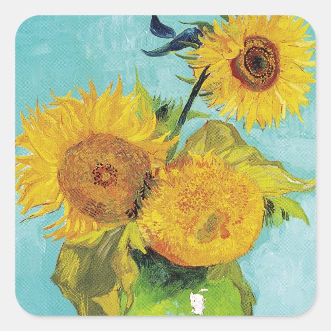 Sunflowers Vincent van Gogh   Square Sticker (Front)
