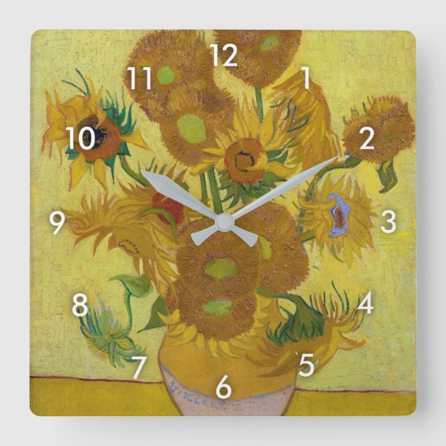 Sunflowers, Vincent van Gogh Square Wall Clock (Front)