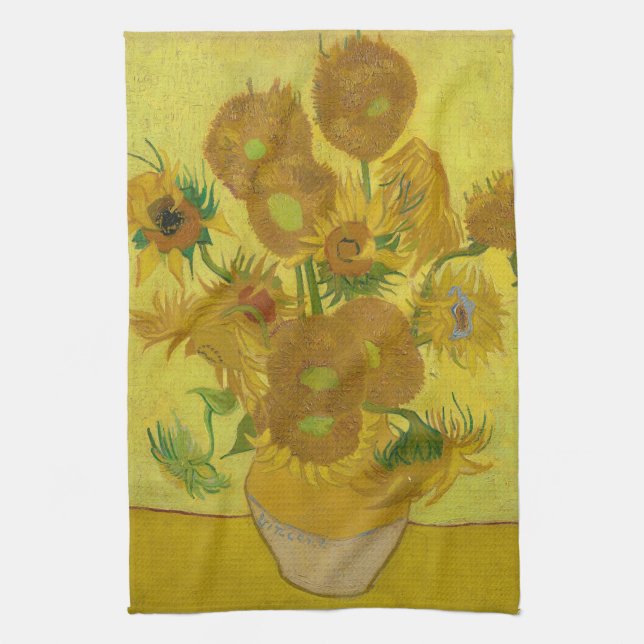 Sunflowers - Vincent van Gogh Tea Towel (Vertical)