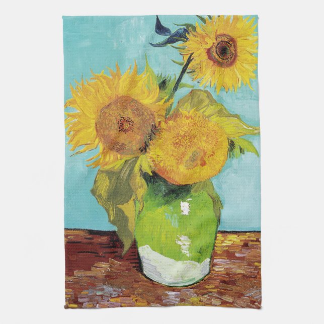 Sunflowers Vincent van Gogh   Tea Towel (Vertical)