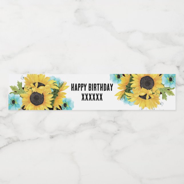 sunflowers water bottle LABEL floral (Single Label)