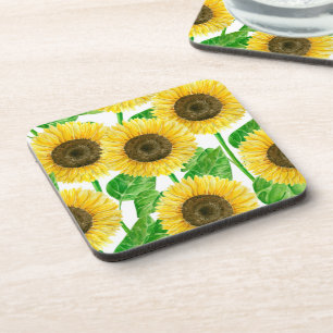 Sunflowers watercolor coaster