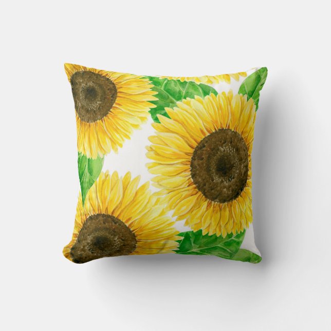 Sunflowers watercolor cushion (Front)