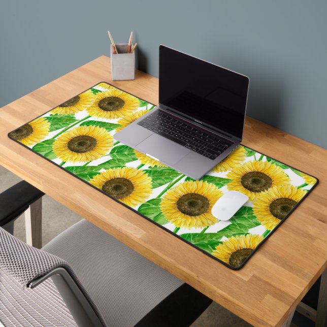 Sunflowers watercolor desk mat (Office 2)