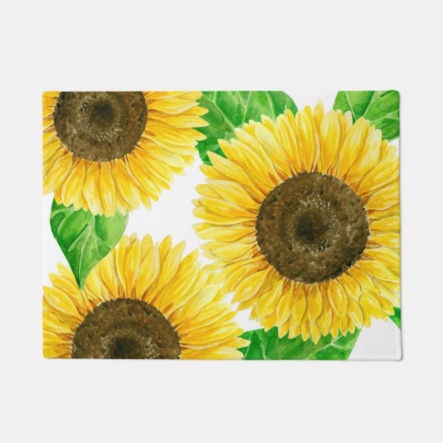 Sunflowers watercolor doormat (Front)