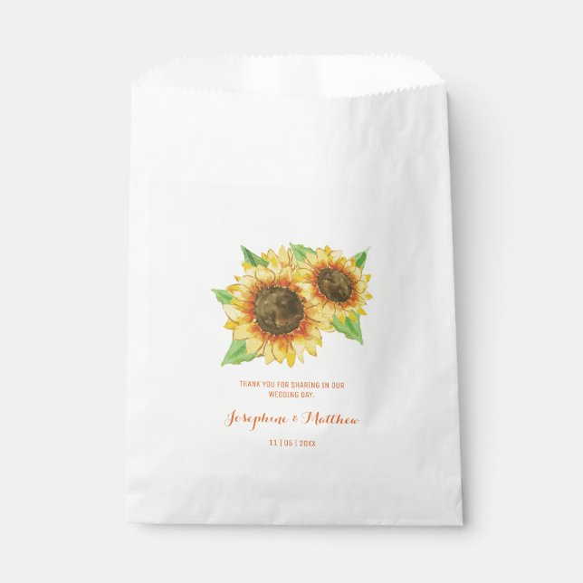 Sunflowers Watercolor Favour Bag (Front)