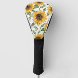 Sunflowers Watercolor Floral Yellow Painting Golf Head Cover