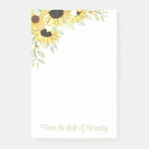 Sunflowers Watercolor Flowers Yellow Floral  Post- Post-it Notes