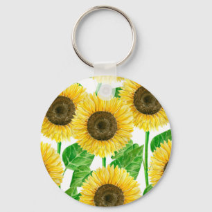 Sunflowers watercolor key ring