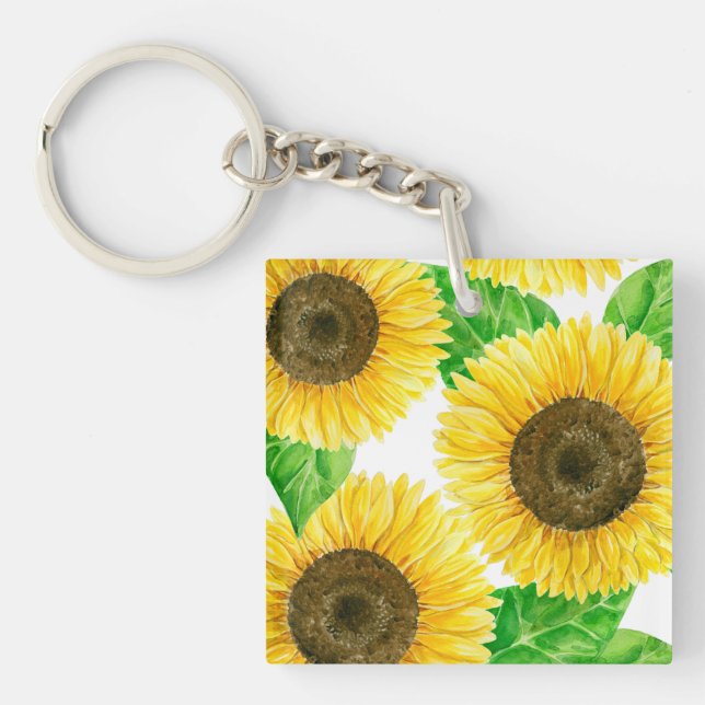 Sunflowers watercolor key ring (Front)