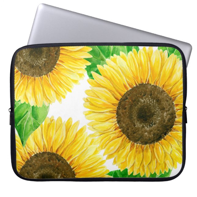 Sunflowers watercolor laptop sleeve (Front)