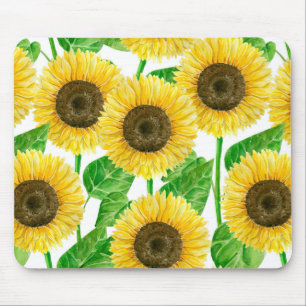 Sunflowers watercolor mouse pad
