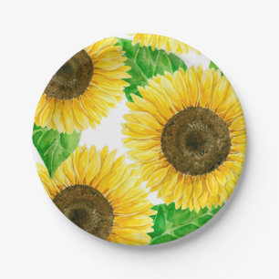 Sunflowers watercolor paper plate