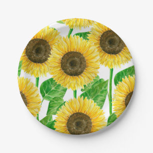 Sunflowers watercolor paper plate
