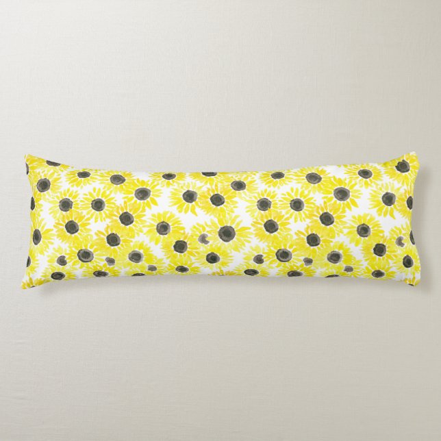 Sunflowers watercolor pattern body cushion (Front)