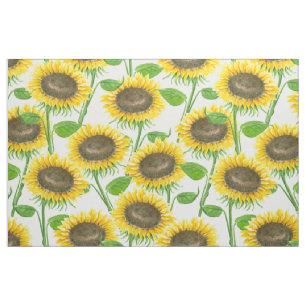Sunflowers watercolor pattern fabric