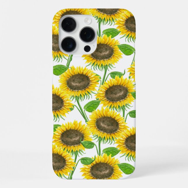 Sunflowers watercolor pattern iPhone case (Back)