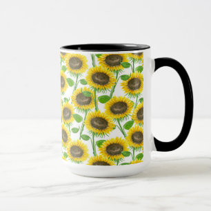 Sunflowers watercolor pattern mug