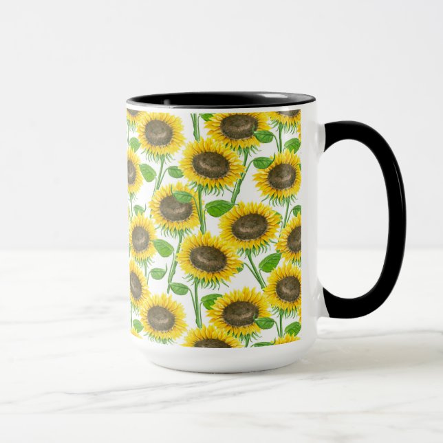 Sunflowers watercolor pattern mug (Right)