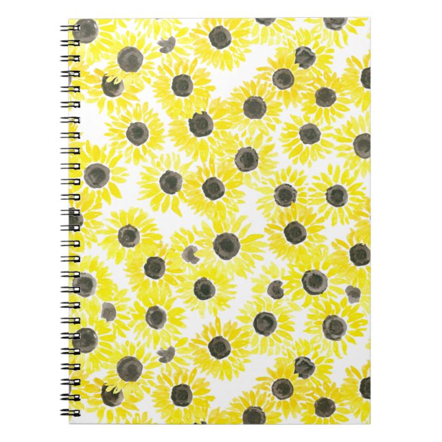 Sunflowers watercolor pattern notebook (Front)