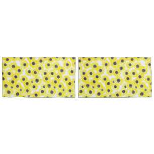 Sunflowers watercolor pattern pillowcase