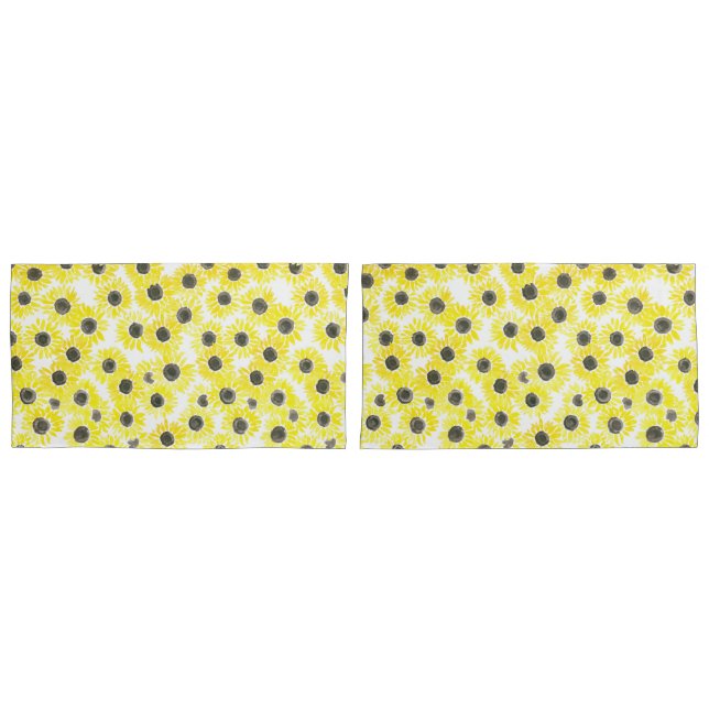 Sunflowers watercolor pattern pillowcase (Front-Set)
