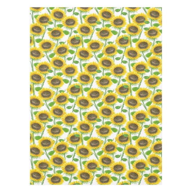 Sunflowers watercolor pattern tablecloth (Front)