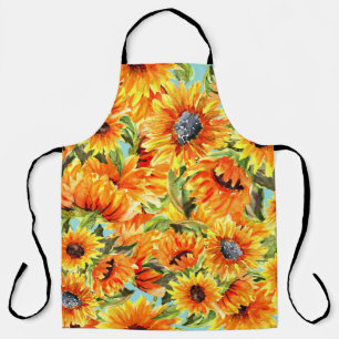 Sunflowers Watercolor: Seamless Illustration Apron
