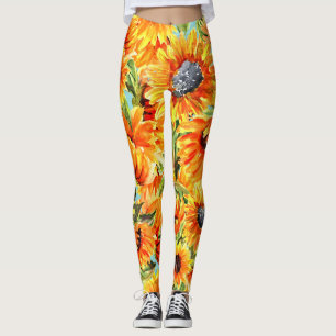 Sunflowers Watercolor: Seamless Illustration Leggings