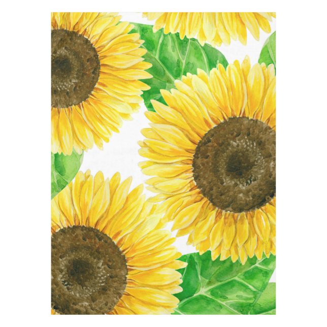 Sunflowers watercolor tablecloth (Front)