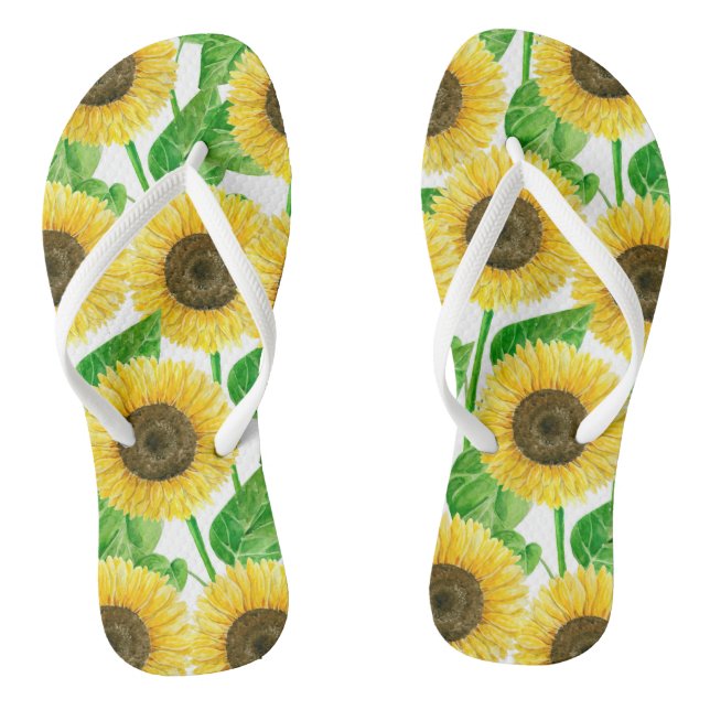 Sunflowers watercolor thongs (Footbed)