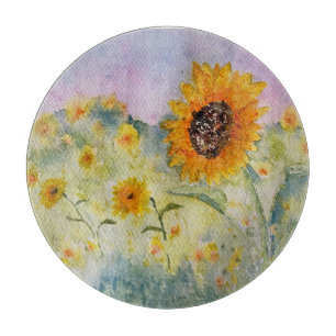 Sunflowers Watercolour Cutting Board