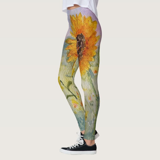 Sunflowers Watercolour  Leggings (Left)