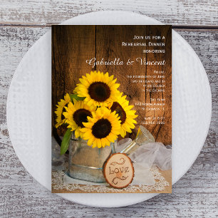 Sunflowers Watering Can Wedding Rehearsal Dinner Invitation