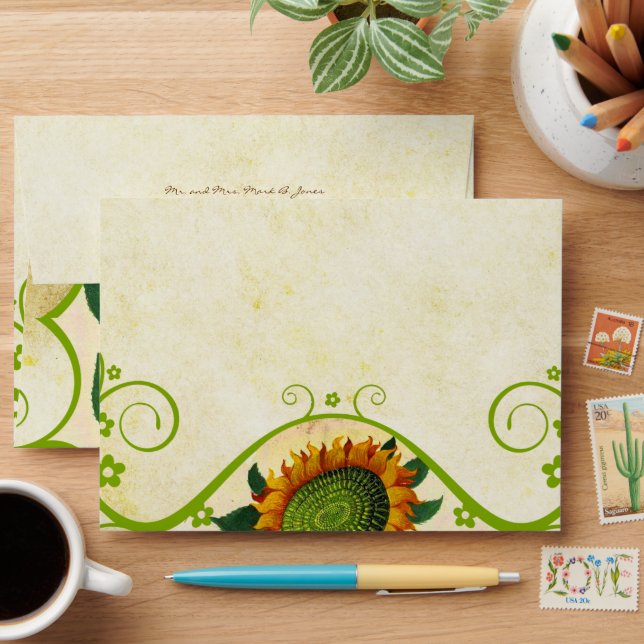 SunFlowers Wedding Envelopes (Desk)