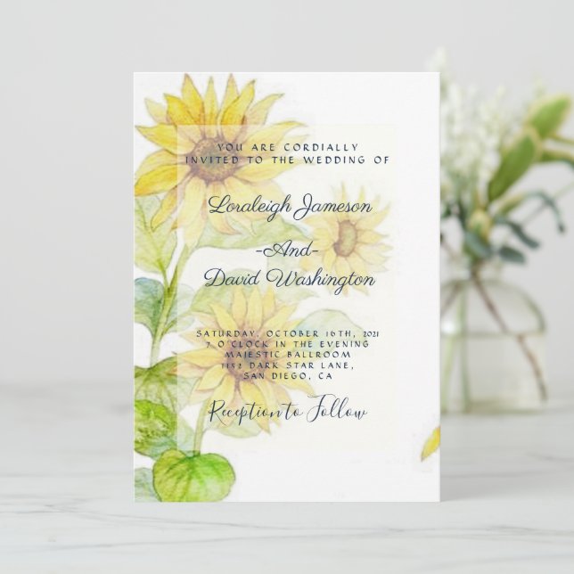 Sunflowers wedding invitation (Standing Front)